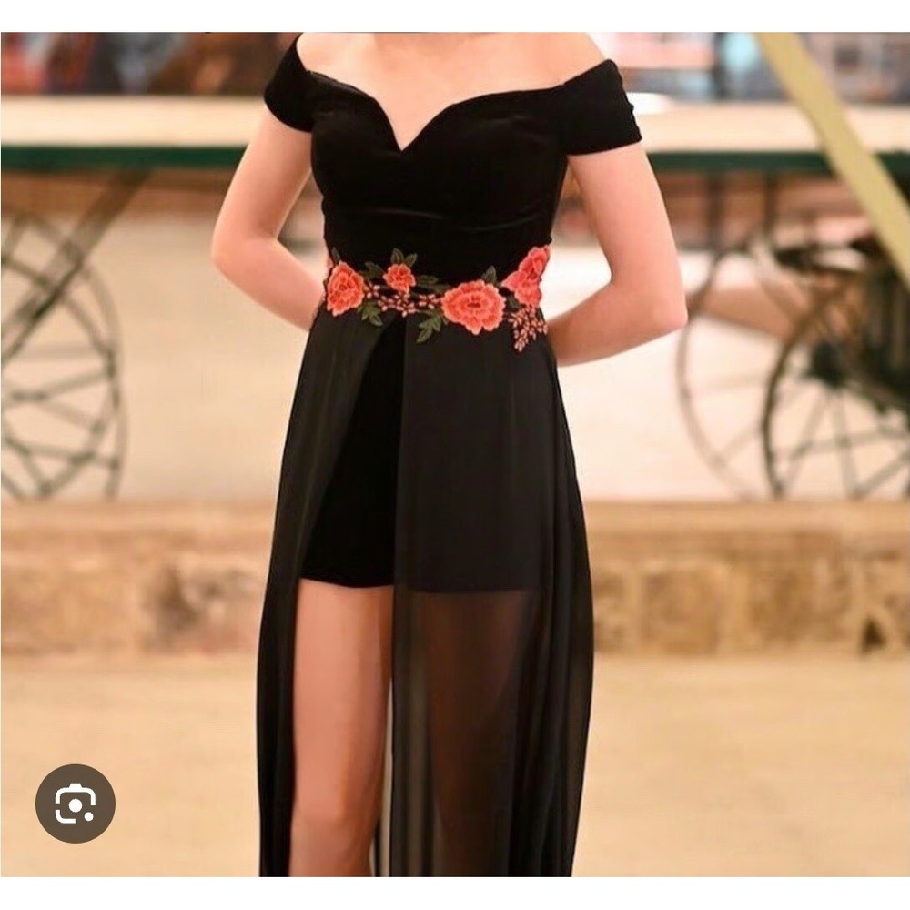 Vtg B. Darlin Romper Gown‎ Juniors 7/8 Velvet Embroidered Whimsigoth Chic Prom